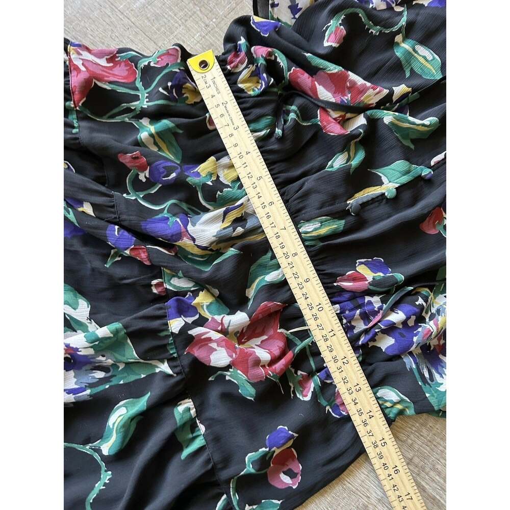 Lauren Ralph Lauren Floral Georgette Dress 12 NWT Tiered Ruffle Black Multi NEW - Picture 11 of 14